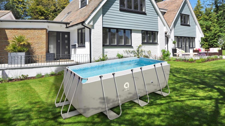 Avenli Frame Rectangular Pool Set 400x200x99 cm, Aufstellpool, reckteckig, mit Pumpe, grau