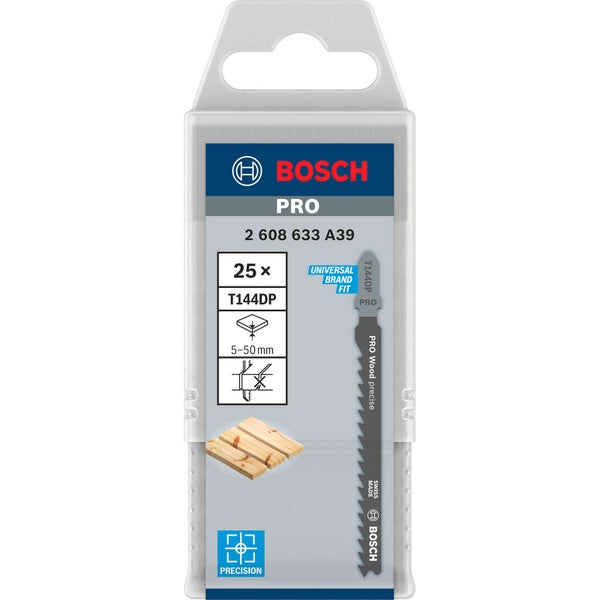 Bosch Stichsägeblätter T144DP, 25 Stück, für Holz