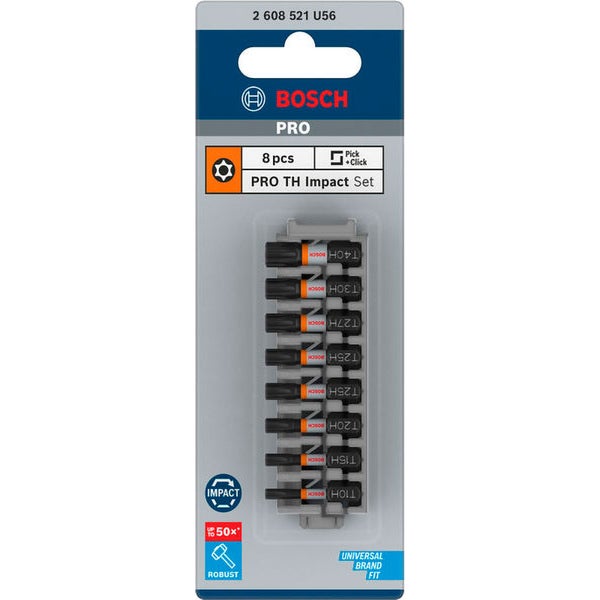 Bosch PRO Torx Security Impact Bit T10H T15H T20H T25H(x2) T27H T30H T40H 25 mm 8-tlg. - 2608521U56