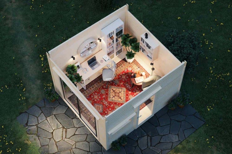 Alpholz Work@Home Linus Gartenhaus aus Holz, Holzhaus mit 44 mm Wandstärke, Blockbohlenhaus mit Montagematerial, Naturbelassen