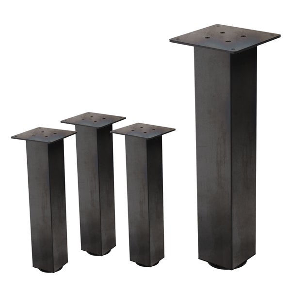 Möbelbeine aus Metall, Vierkantprofil, Industrial Design, verschiedene Höhen, Set aus 4 Stück.