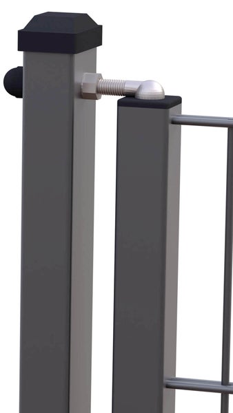 Gartentor ZAUNGURU ECO-Line aus Metall, Höhe: 143cm, Breite: 117cm, 1-flügelig inkl. Pfosten, Locinox-Schloss und Zubehör, Feuerverzinkt und zusätzlich in RAL 7016 Anthrazitgrau pulverbeschichtet