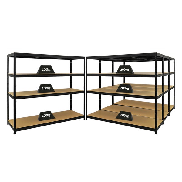 PROREGAL Mega Deal 4x Schwerlastregal Giant Elephant HxBxT 160 x 180 x 60cm Fachlast 200kg Schwarz
