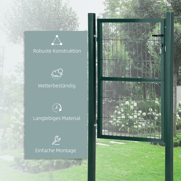 HOMCOM Gartentor, 97B x 170H cm, Stahl, Grün