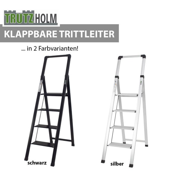 TrutzHolm Logo. Klappbare Trittleiter in zwei Farbvarianten.