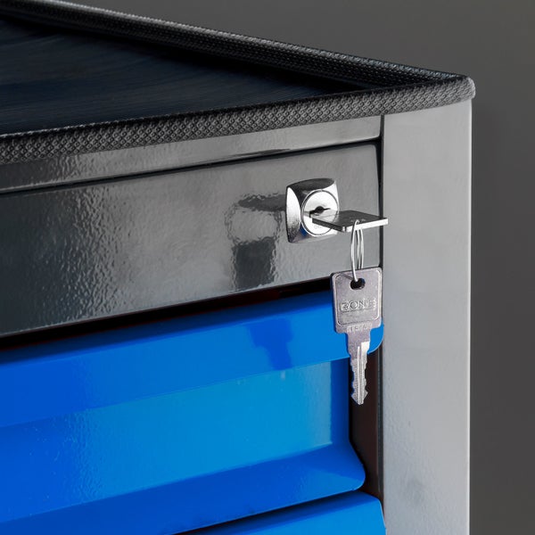 PROREGAL Schubladenschrank Kobra mit 10 Schubladen Gummiauflage HxBxT 90 x 71 x 55 cm Anthrazitgrau Blau