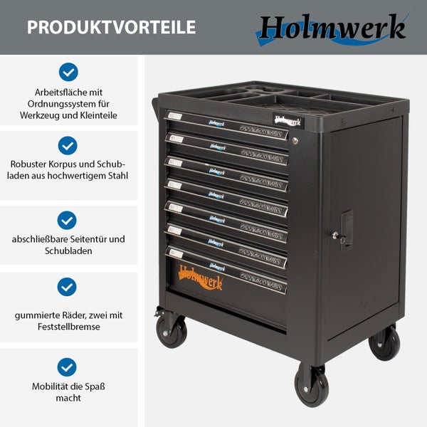 Holmwerk Werkzeugwagen mit Schubladen und abschließbarer Seitentür