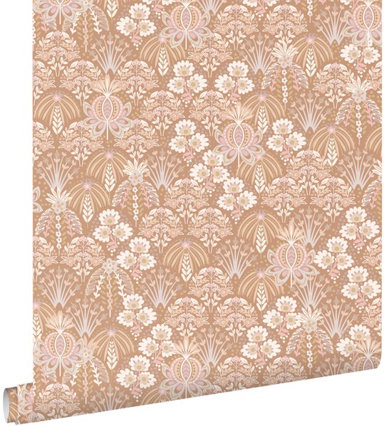 ESTAhome Tapete Blumenmuster im Jugendstil Terrakottarosa - 50 x 900 cm - 130971
