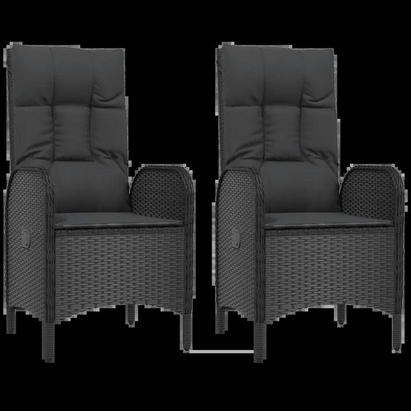 Gartenstühle 2 Stk. Poly Rattan Schwarz