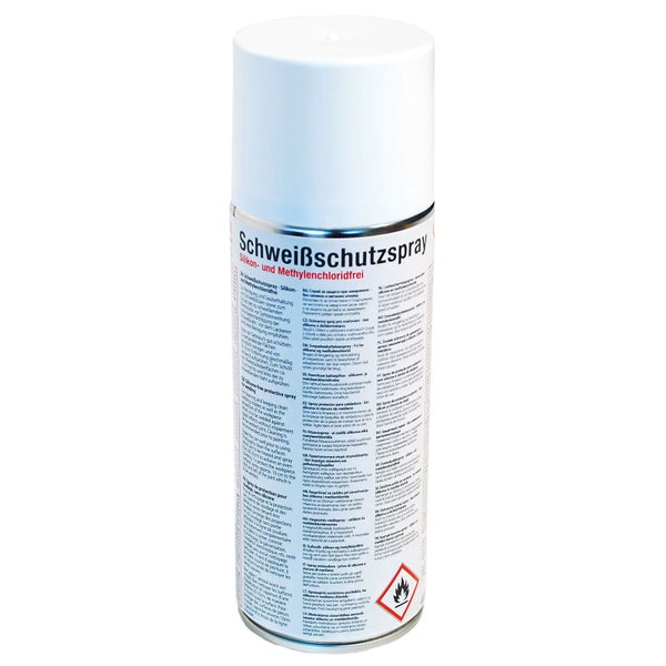Schweißschutzspray silikonfrei und methylenchloridfrei zur Reinigung von Schweißdüsen und zum Schutz von Werkstücken.