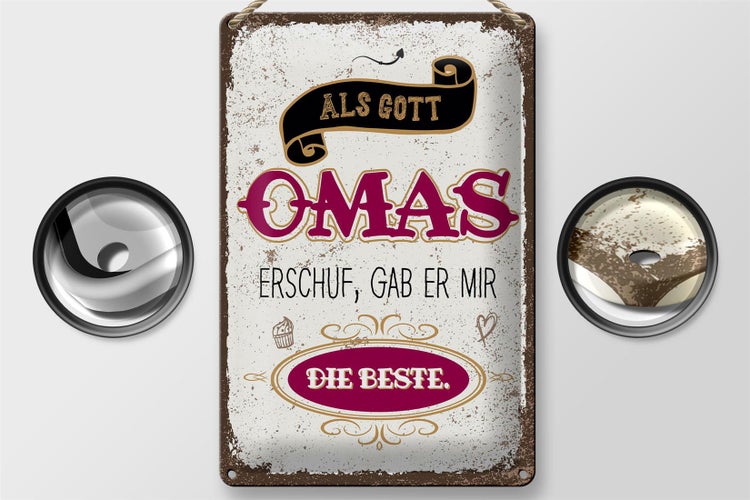 Blechschild Spruch Gott gab mir die beste Oma 20x30cm