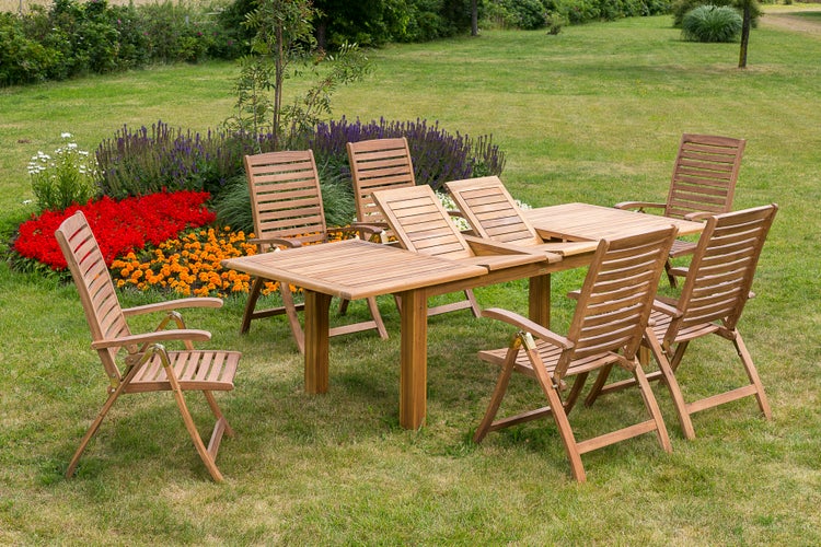 Paraiba Gartenmöbelset 7tlg. Klappsessel, Ausziehtisch 180 (220/260) x 100 cm
