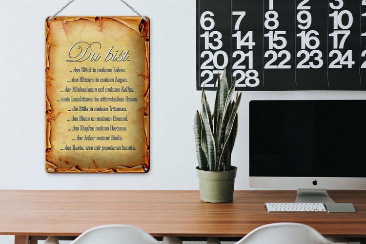 Blechschild Spruch 20x30cm Du bist Glück in meinem Leben
