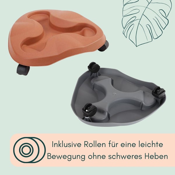 Zwei Pflanzenroller mit Rollen für den einfachen Transport von Blumentöpfen
