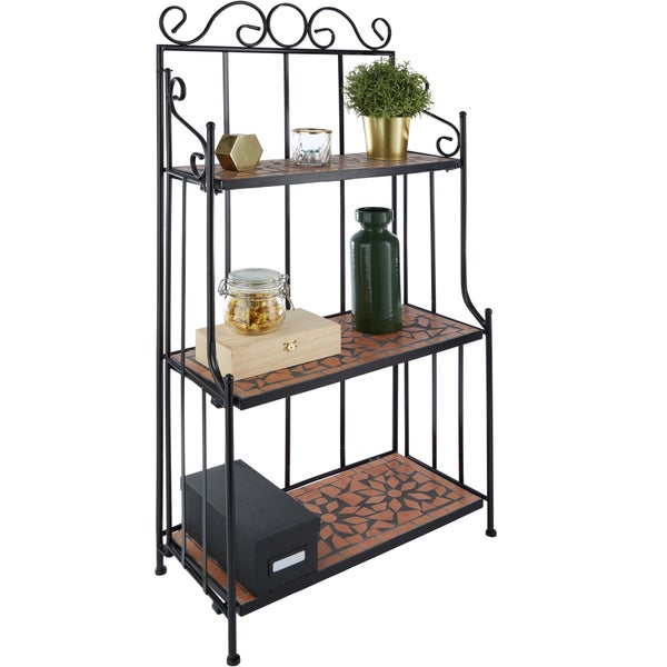 Metallregal tectake  61 x 29 x 114 cm mit 3 Mosaikböden terracotta