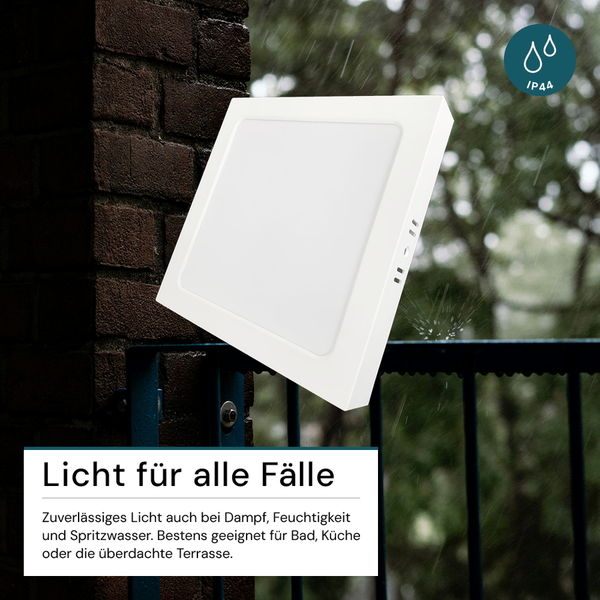 Quadratische LED Deckenleuchte mit IP44 Schutzart