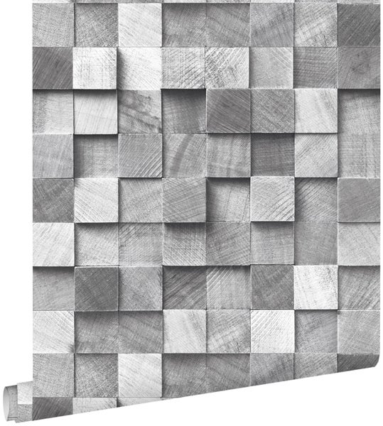 ESTAhome Tapete 3D Holzoptik Grau - 53 cm x 10,05 m - 138527