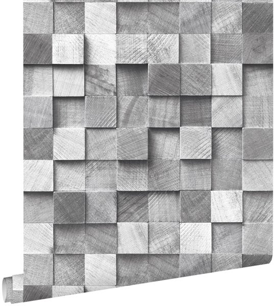 ESTAhome Tapete 3D Holzoptik Grau - 53 cm x 10.05 m - 138527