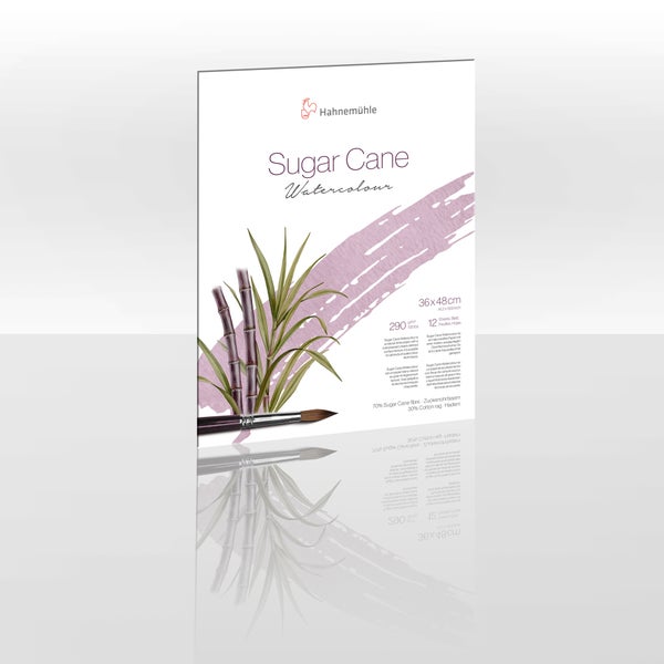 Hahnemühle Sugar Cane Aquarellblock, 36 mal 48 Zentimeter, 290 Gramm pro Quadratmeter, 12 Blatt, Hahnemühle Logo.