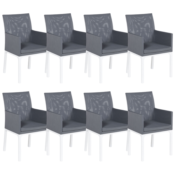 Set mit 8 Stühlen BACOLI Stoff Dunkelgrau