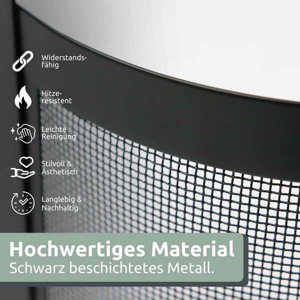 holz4home 6tlg. Kaminbesteck Schwarz mit Holzgriff inkl. Ofenhandschuh