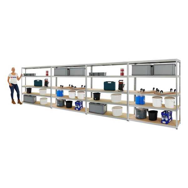 PROREGAL Mega Deal 4x Schwerlastregal Giant Elephant HxBxT 180 x 150 x 45 cm Fachlast 200 kg Verzinkt