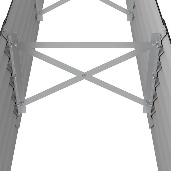Metallquerstrebe zur Stabilisierung eines Hochbeets aus Metall mit X förmigen Verstärkungselementen.