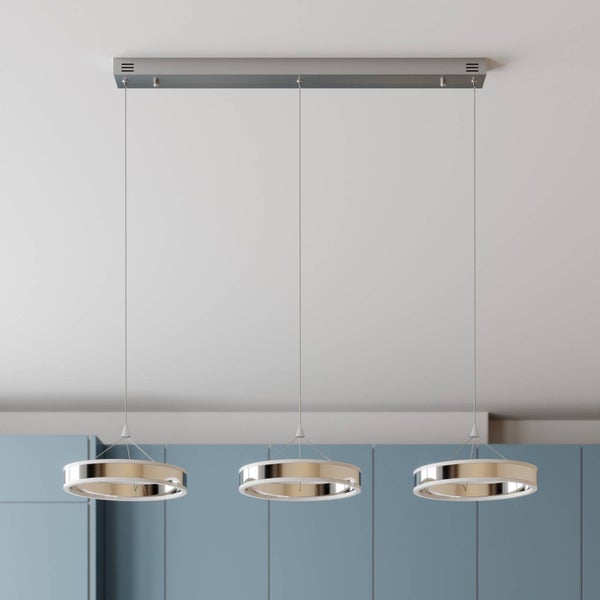 Lucande LED Lyani dimmbar (Modern) in Chrom aus Metall (3 flammig, ) Wohnzimmerleuchte