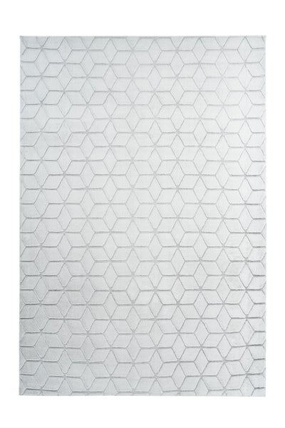 Kurzflor Teppich Splendora Weiß / Graublau Modern, Klassisch 80 x 150 cm