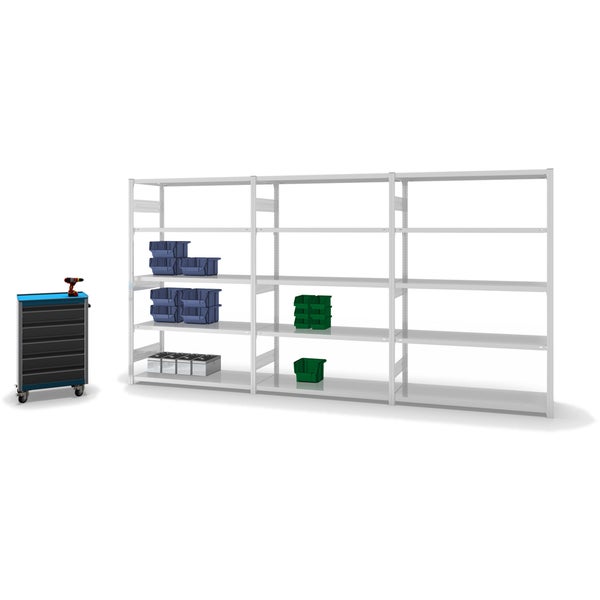 PROREGAL Fachbodenregal Stecksystem T-Profil Heavy-Duty Grundregal HxBxT 200 x 130 x 50 cm 5 Ebenen Fachlast 330 kg Beidseitig Nutzbar Lichtgrau