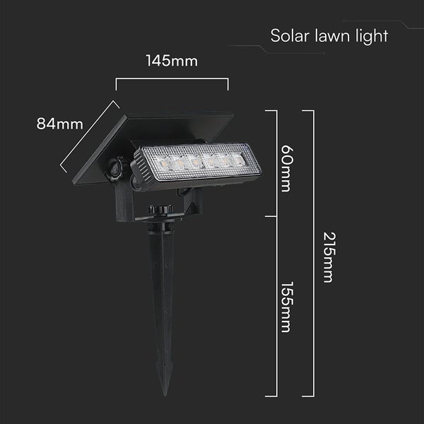 Solarbetriebene Rasenleuchte mit Abmessungen