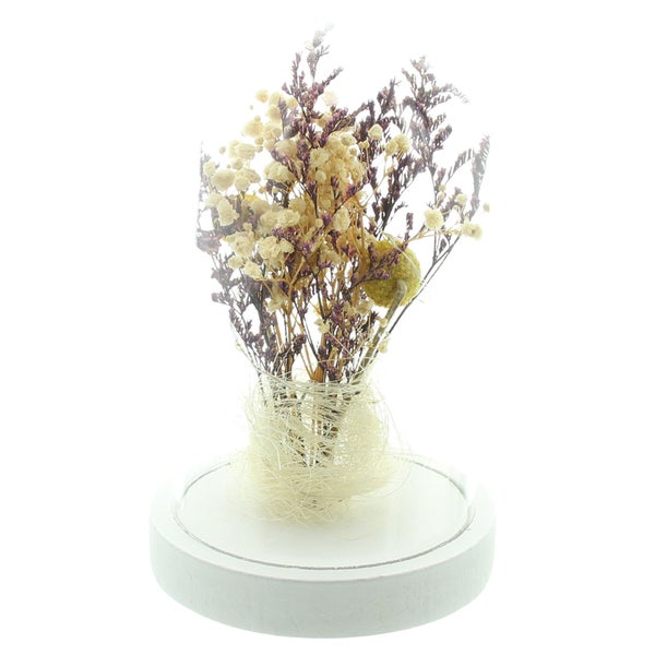 FRANK FLECHTWAREN | LED-Glocke Trockenblumen, KUNSTSTOFF, HOLZ, 11,5 x 11,5 x 19,5 cm