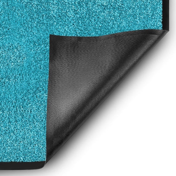FLOORDIREKT Fußmatte Rhine - Unicolor - Schmutzfangmatte für Innen & Außenbereiche - Türkis - 90 x 600 cm