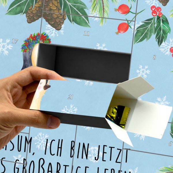 Mr. & Mrs. Panda Befüllbarer Adventskalender Pinguin Blumen - Blau Pastell