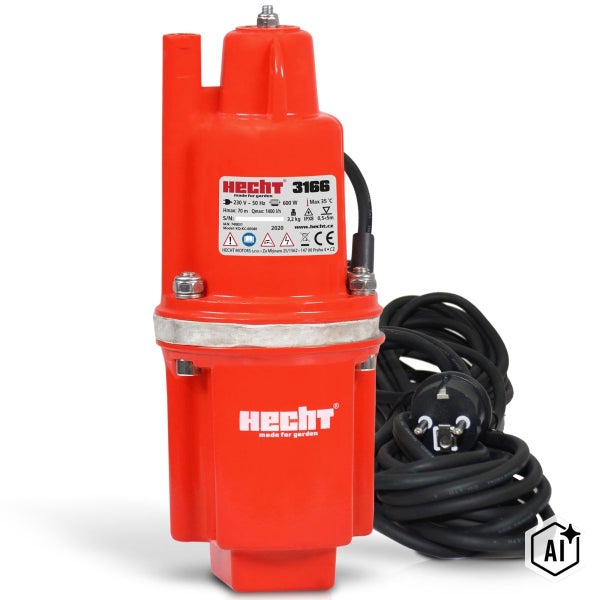 Hecht 3166 Tiefbrunnenpumpe mit Kabel und Schukostecker fuer die Wasserfoerderung aus Brunnen und Zisternen