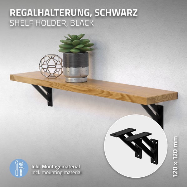 ML-Design 2 Stück Regalhalterung 120x120 mm, Schwarz, Aluminium, Schwebende Regalhalterungen, Regalwinkel, Wandhalterung für Regalbrett, Regalträger für Wandmontage, Wandregal Wandkonsole Regalstütze
