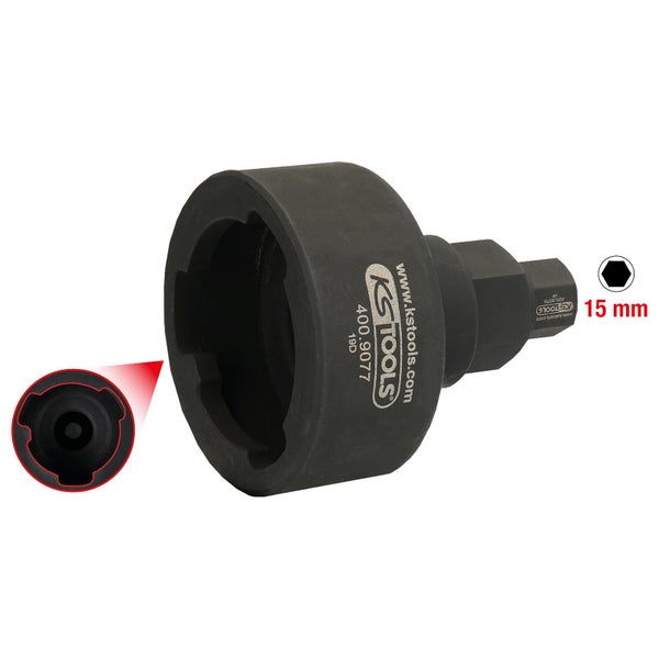 KS Tools Logo Werkzeugaufnahme für Stoßdämpfer 15 mm