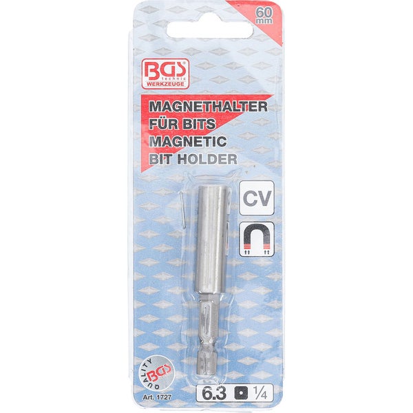 BGS Magnetischer Bithalter extra stark Abtrieb Außensechskant 6,3 mm (1/4) 60 mm - 1727