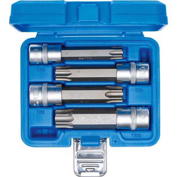 BGS Bit-Einsatz-Satz Antrieb Innenvierkant 12,5 mm (1/2) T-Profil (für Torx) mit Bohrung 4tlg. - 5103