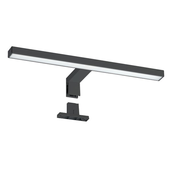 LED Spiegelleuchte Bad 6500K Kaltweiß 5W 350lm Schminklicht 2 in 1 Montage schwarz 30 cm für Spiegel bis 7mm Dicke Spiegellampe