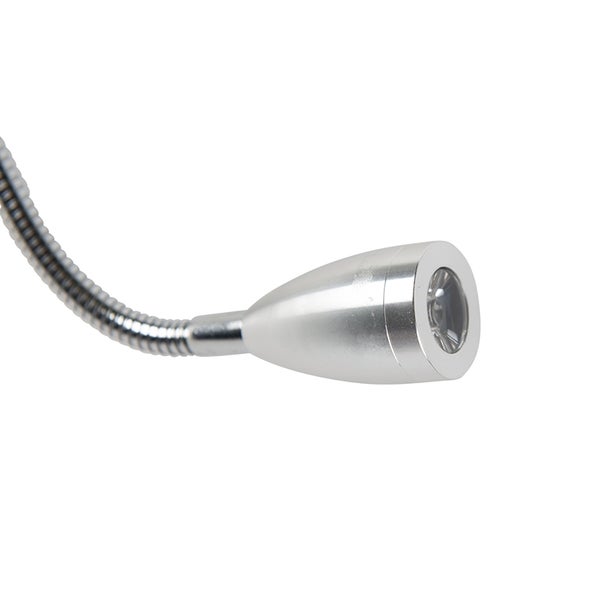 Silberne LED-Lampe mit flexiblem Hals