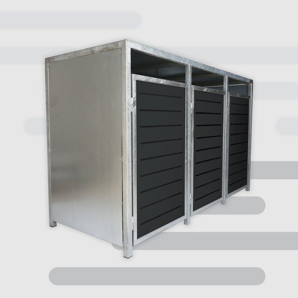 PREMIUM Zink 3er Mülltonnenbox 120 Liter