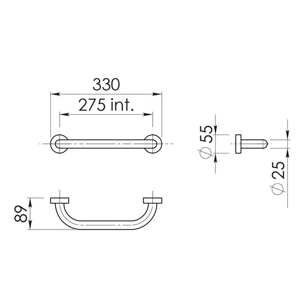 Haltegriff aus mattschwarzem Edelstahl – 30 cm