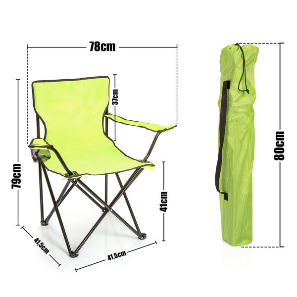 BigDean 2x Faltstuhl HELLGRÜN Campingstuhl Anglerstuhl mit Getränkehalter & Tragetasche - Anglersessel klappbar - Klappstuhl Gartenstuhl Faltstuhl Relaxsessel Angelsessel faltbar