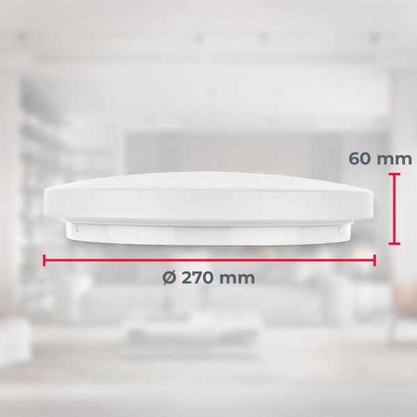 Deckenlampe Ø26 cm - 12W, 1190lm, LED, mit Bewegungsmelder, IP44, warmweiß, weiß