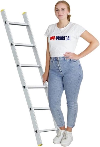 PROREGAL Sprossen-Anlegeleiter ATLAS Ohne Traverse 6 Sprossen Arbeitshöhe 2,69 m Traglast 150 kg