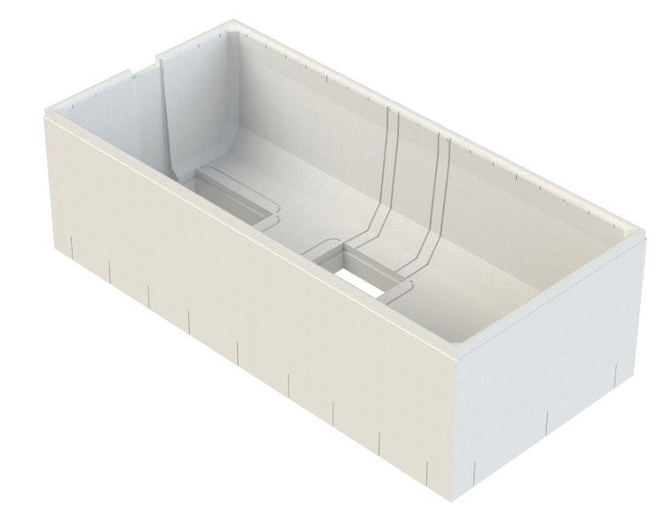 Rechteckiges Schalungselement aus Polystyrol für den Bau eines Pools