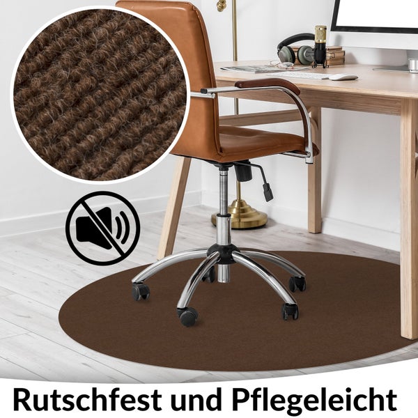 Bodenschutzmatte NEMESIS selbsthaftend für Hartboden Braun Rund: 90cm