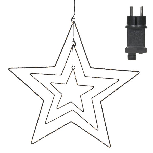 ECD Germany LED-Weihnachtsstern mit 126 warmweißen LEDs, 3 in 1 20/41/60cm, Innen/Außen, IP44, Timer, Strombetrieben, Metall, Weihnachten LED Stern zum Aufhängen, Weihnachtsdeko Dekostern Fensterdeko