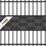 Metallzaun mit Sichtschutzstreifen